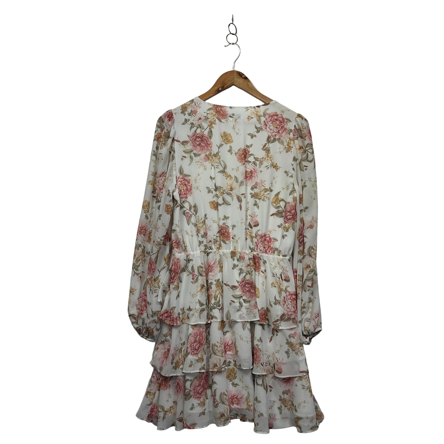 Forever New Cream Floral Tiered Dress - Size 12