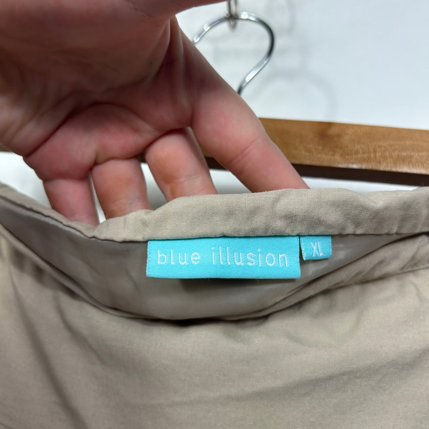 Blue Illusion Taupe A-Line Skirt with Decorative Stitching - Size XL
