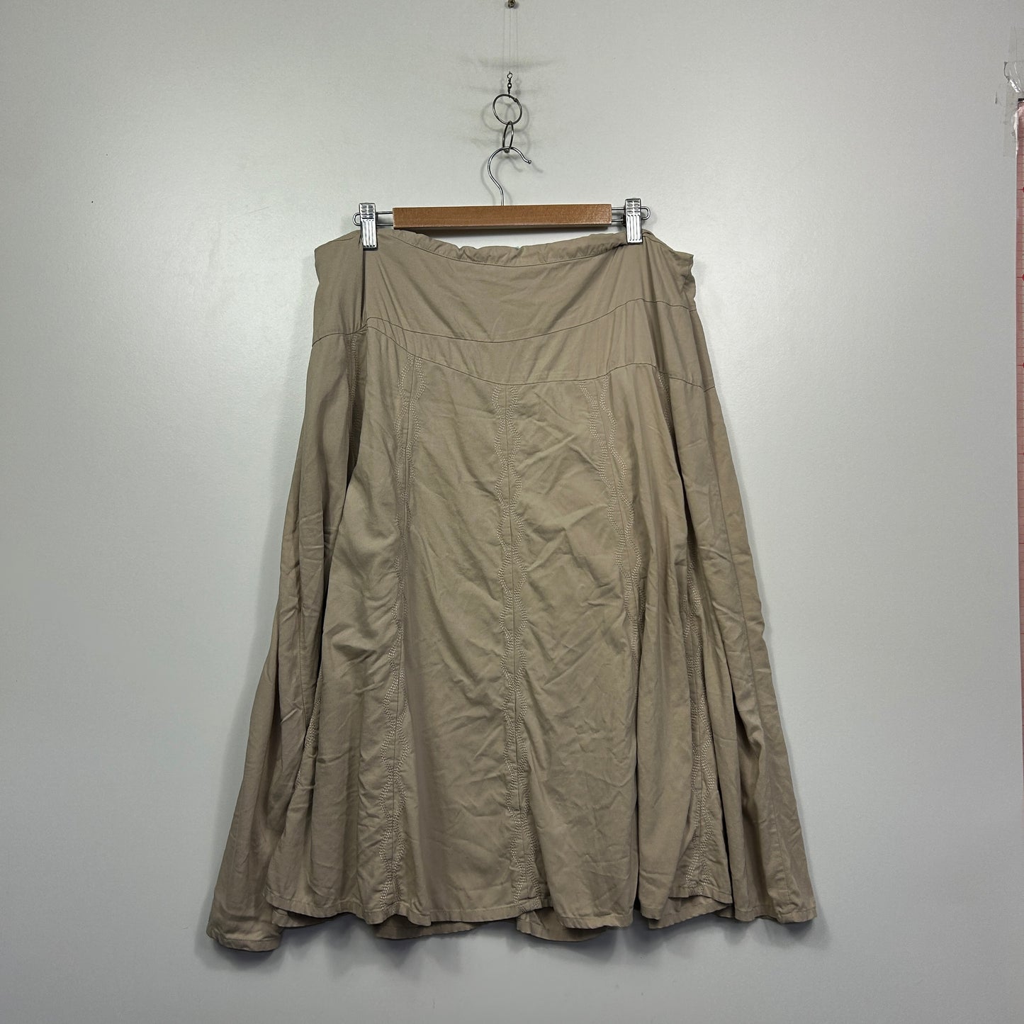Blue Illusion Taupe A-Line Skirt with Decorative Stitching - Size XL