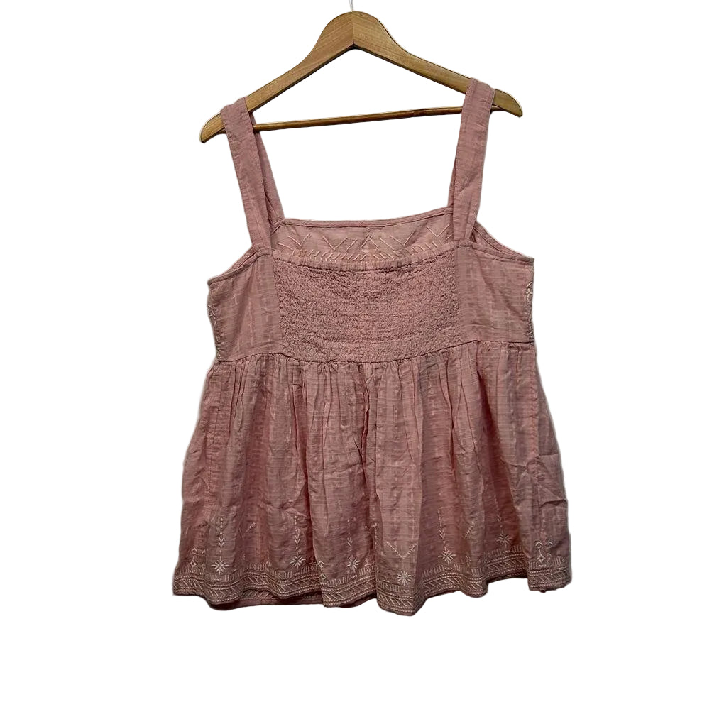 Monsoon UK Pink Cotton Embroidered Top - Size L