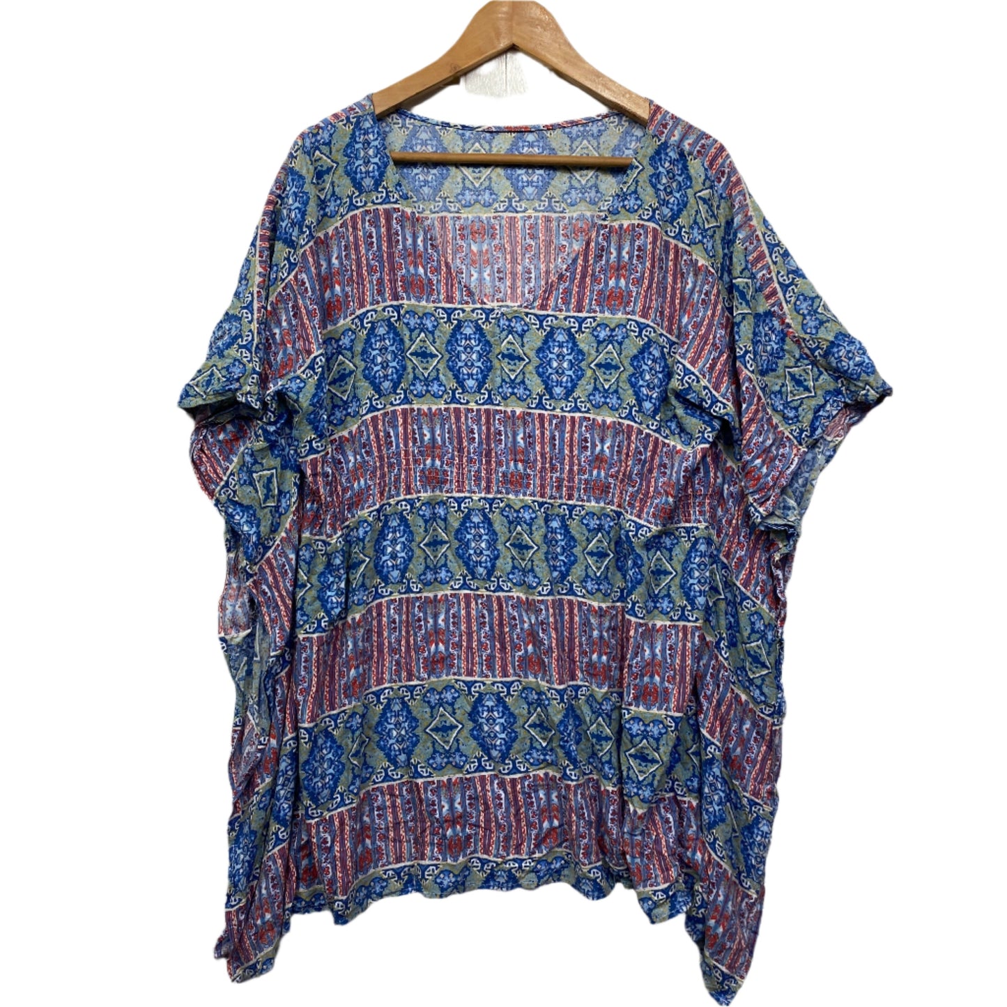 Boho Kaftan Top One Size 14 16 Rayon Multicoloured