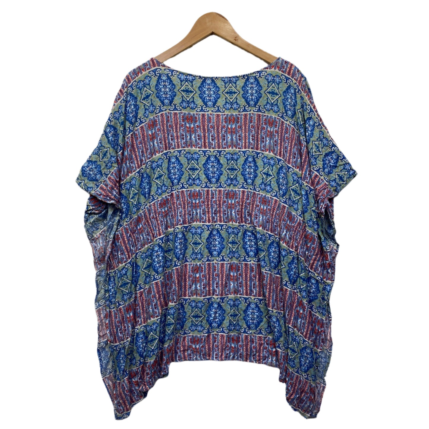 Boho Kaftan Top One Size 14 16 Rayon Multicoloured