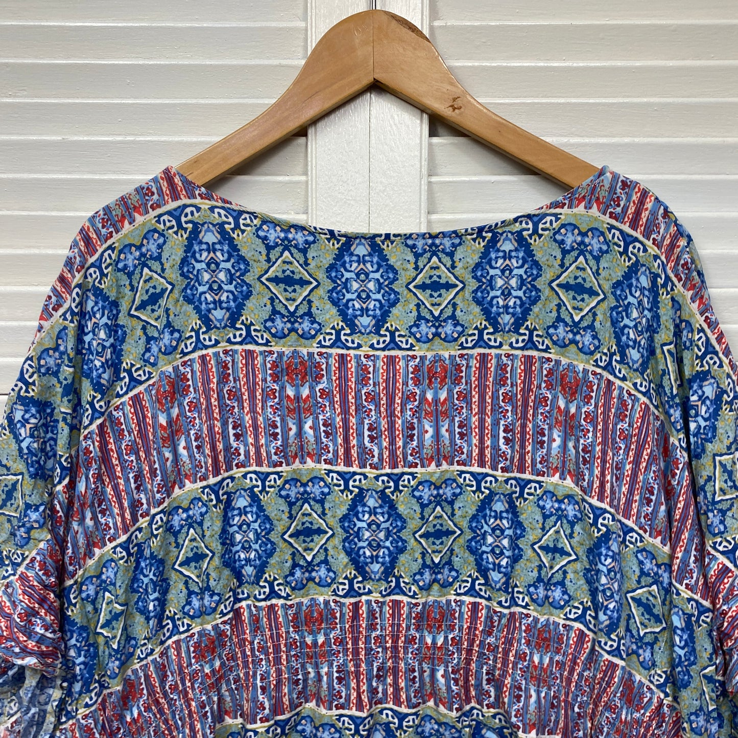 Boho Kaftan Top One Size 14 16 Rayon Multicoloured