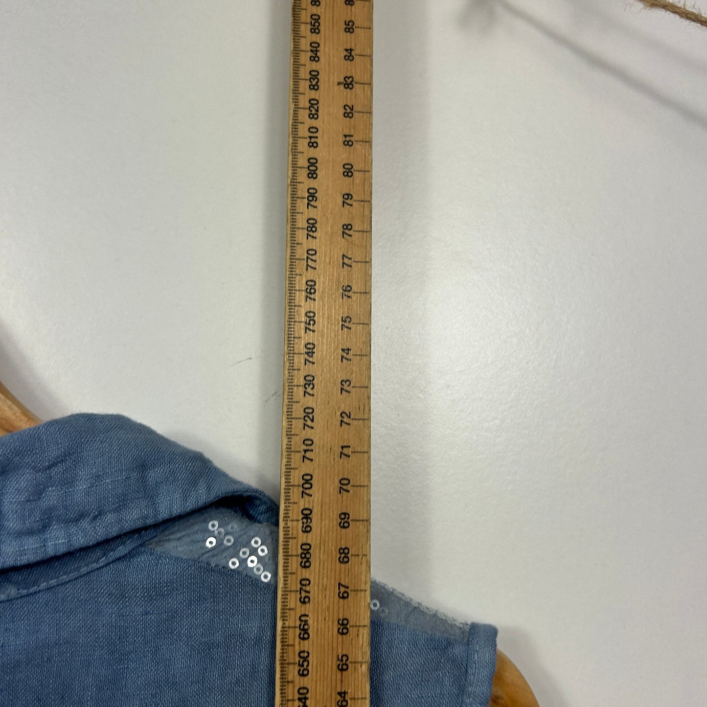 Francesca Bettini Blue Linen Sleeveless Top with Sequins - Size M