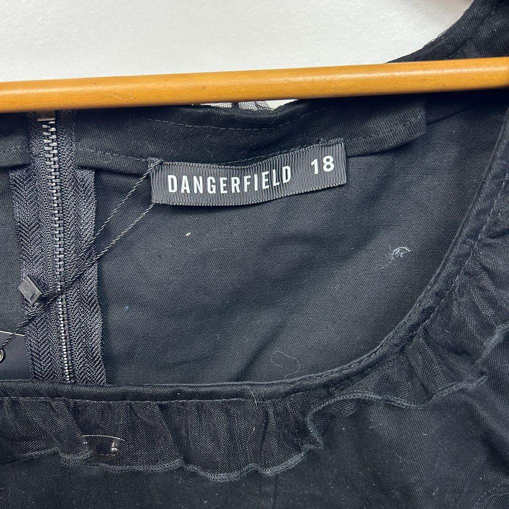Dangerfield Black Cotton Crop Top - Size 18