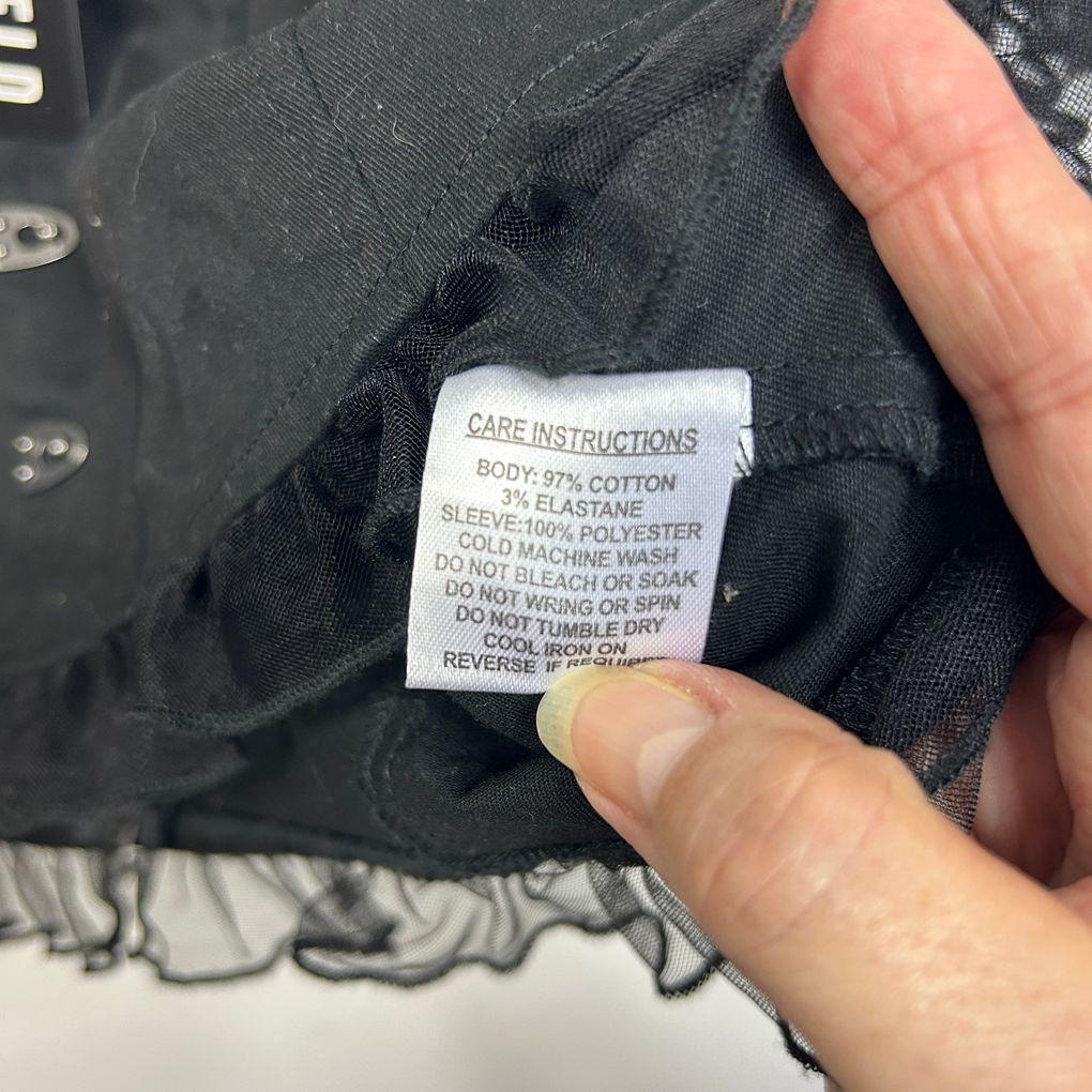 Dangerfield Black Cotton Crop Top - Size 18