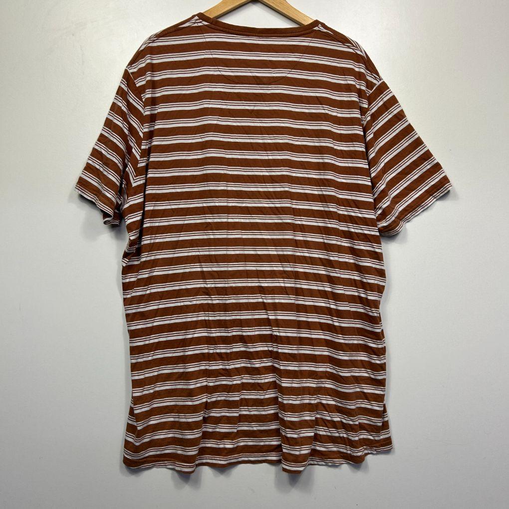 Johnny Bigg Brown Stripe Cotton Longline Tee - Size 4XL