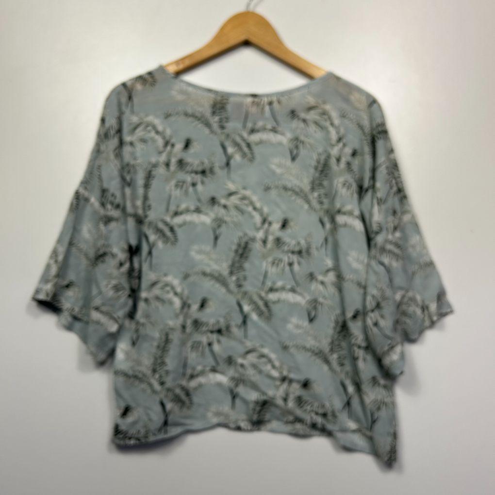 Bird & Kite Grey Tropical Print Top - Size M