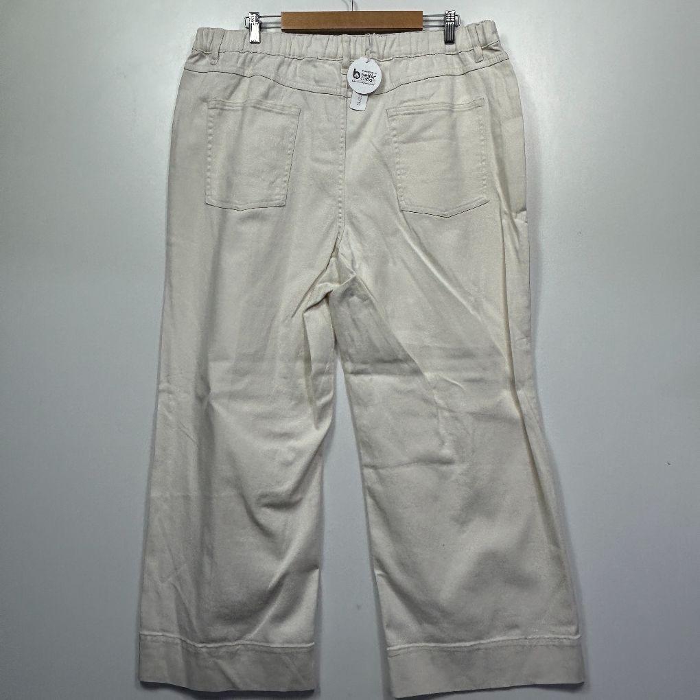 Suzanne Grae Cream Cotton Straight Leg Jeans - Size 20 (fault- Mark)