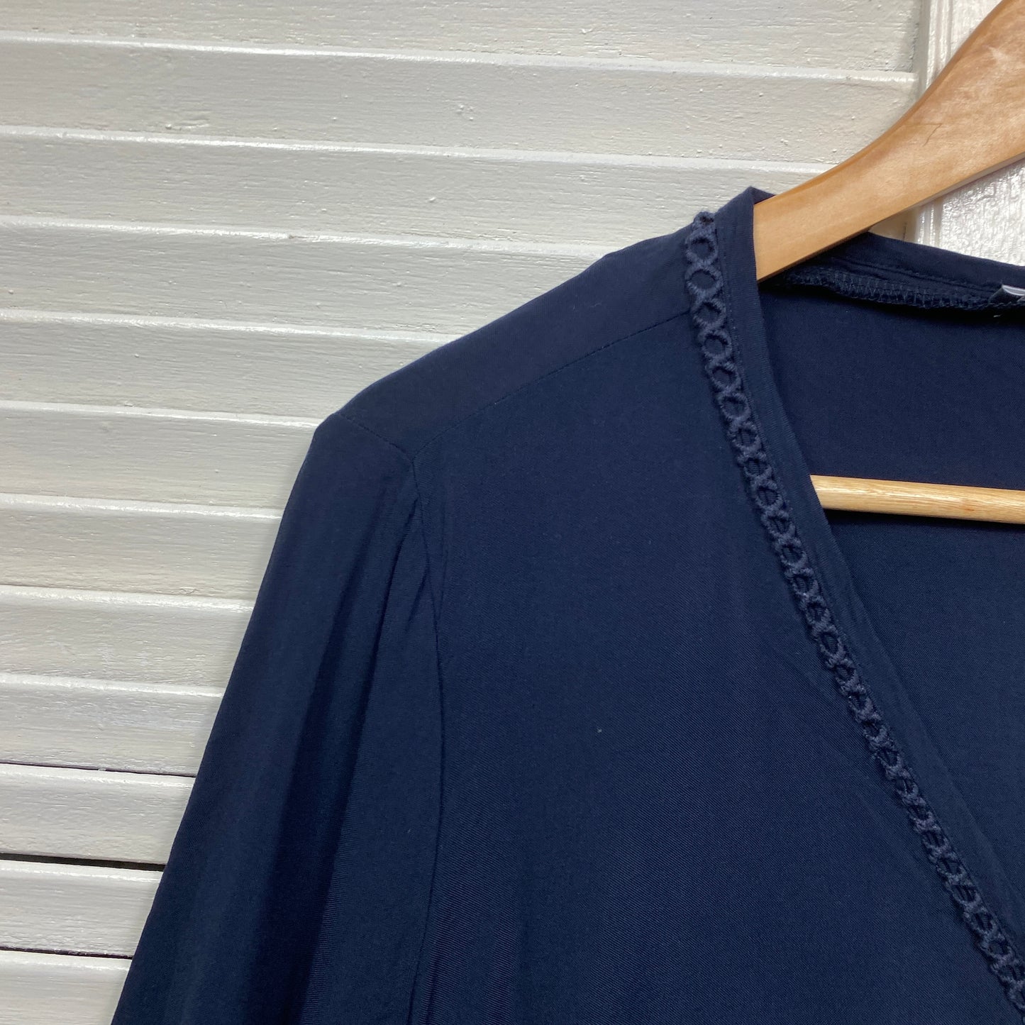 Katies Wrap Top Size 16 Navy Long Sleeve