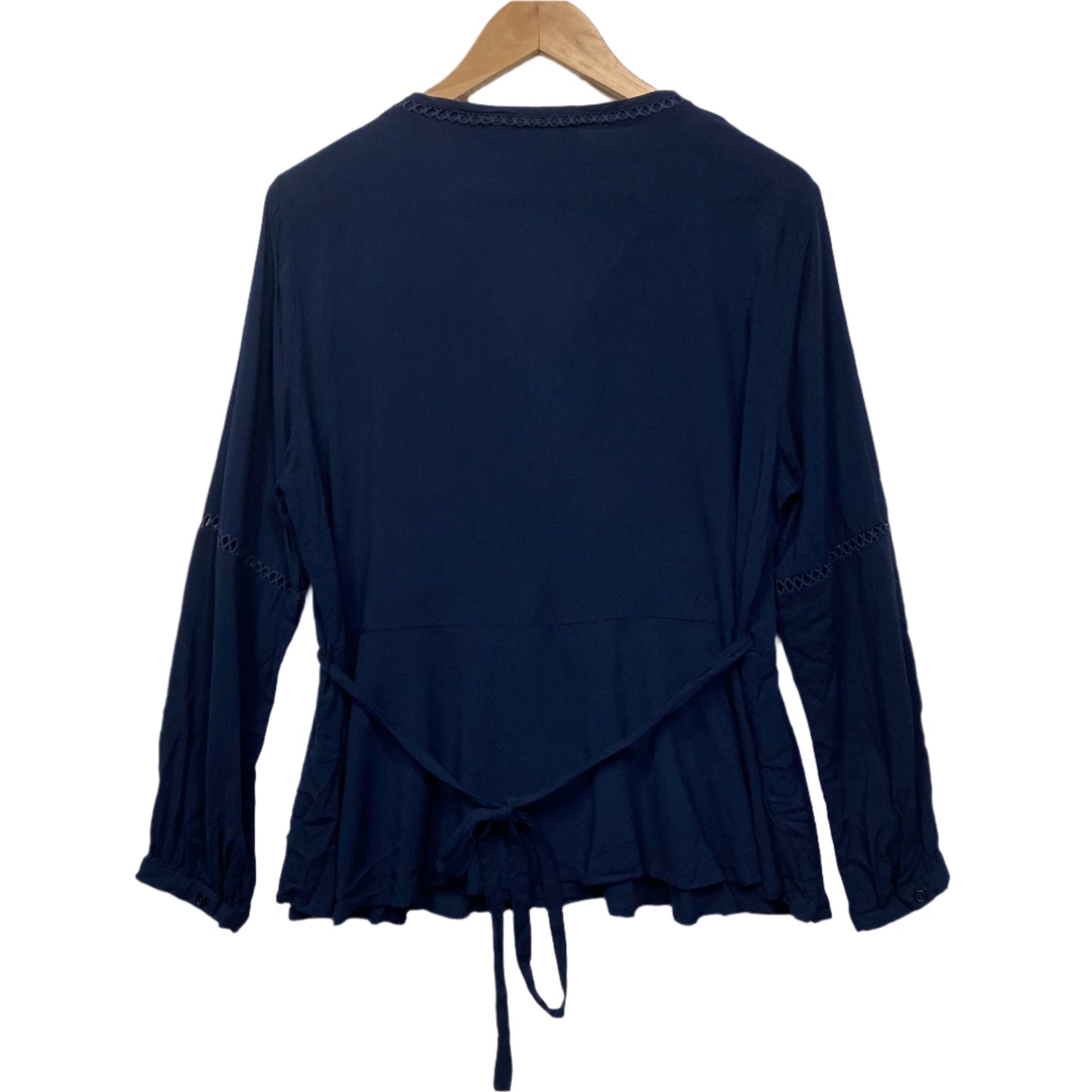 Katies Wrap Top Size 16 Navy Long Sleeve