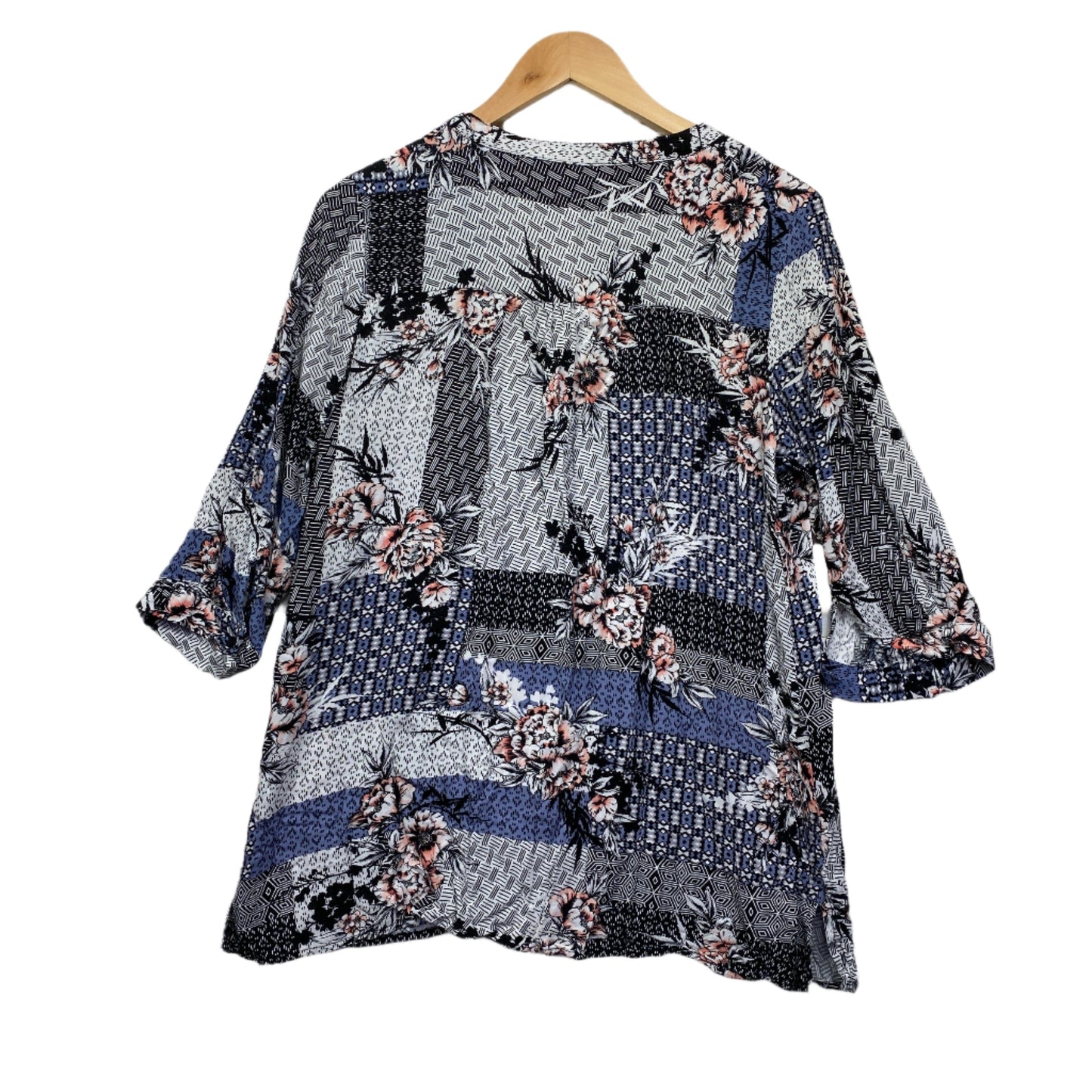 Katies Top Size 14 Patchwork Print 3/4 Sleeve