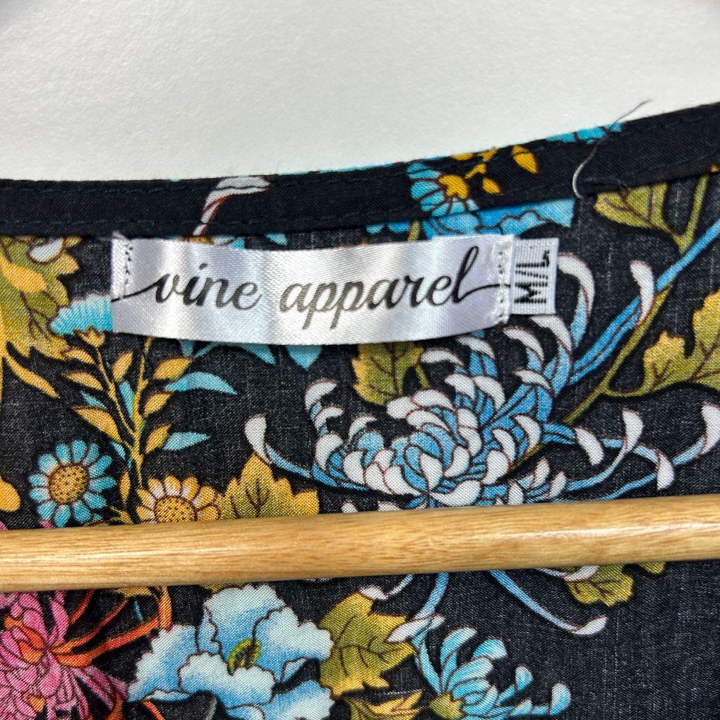 Vine Apparel Black Floral Peak Dress - Size M/L