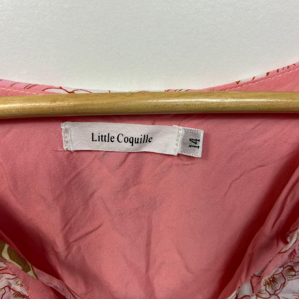Little Coquille Pink Cotton Boho Dress - Size 14