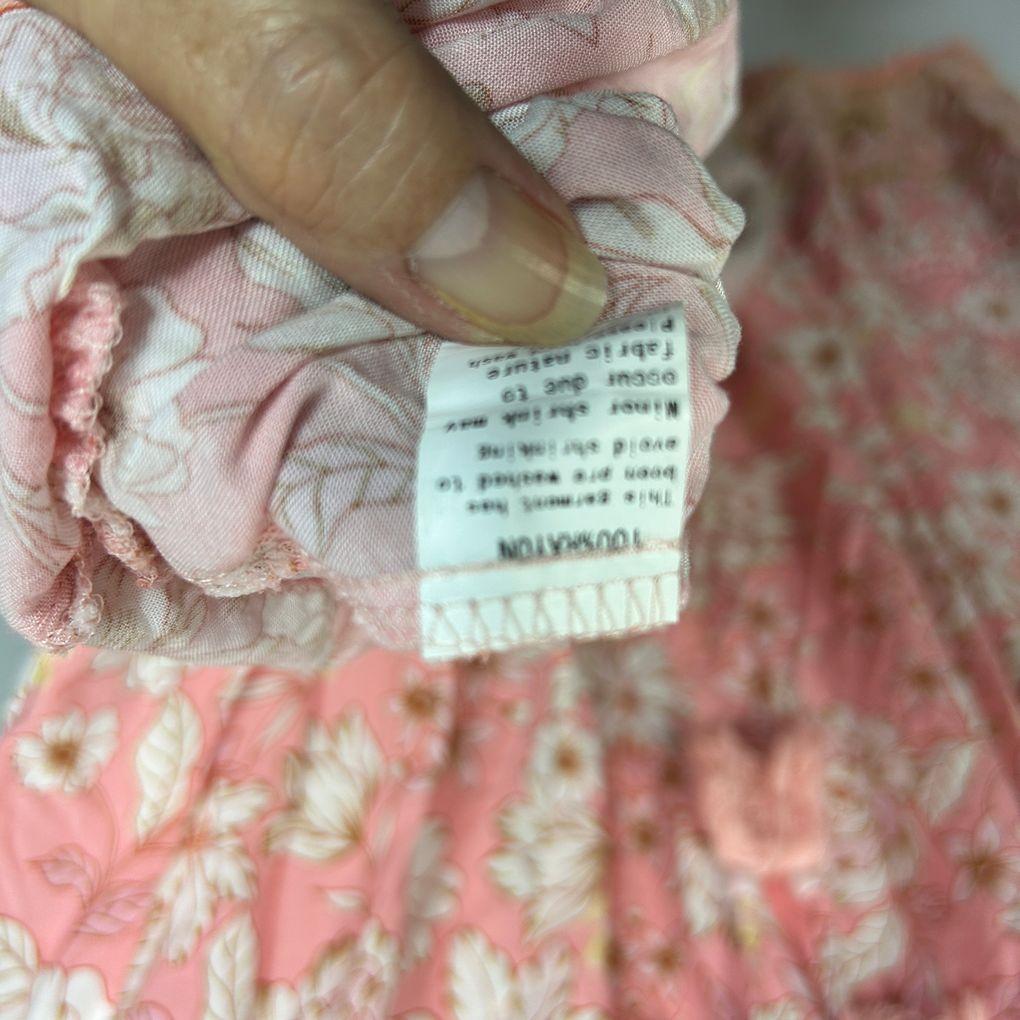 Little Coquille Pink Cotton Boho Dress - Size 14