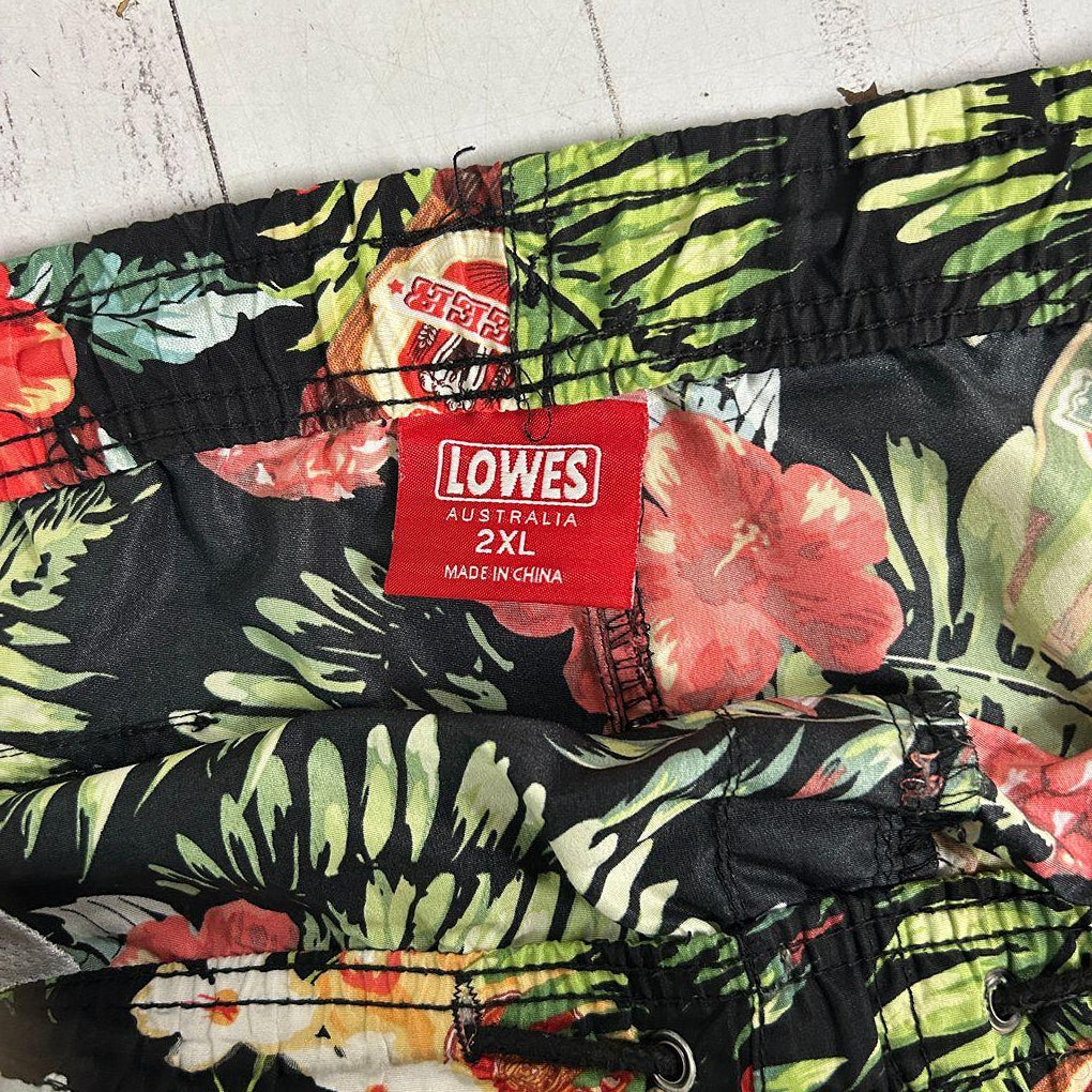 Lowes Black Floral Mens Swim Board Shorts - Size 2XL