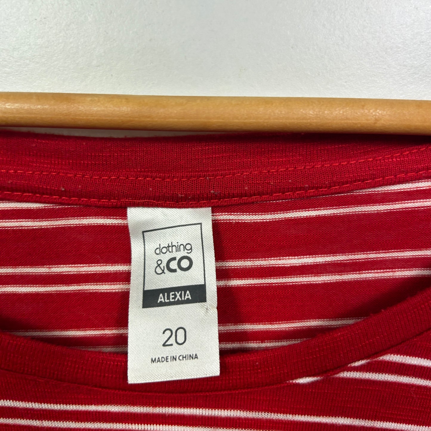 Clothing & Co Red White Striped Top - Size 20