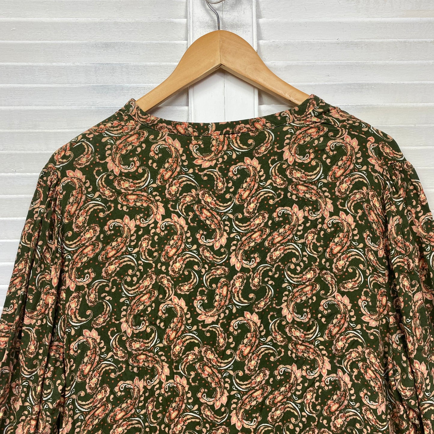 Paisley Smock Dress Size 14 16 18 Long Sleeve Viscose Short Length