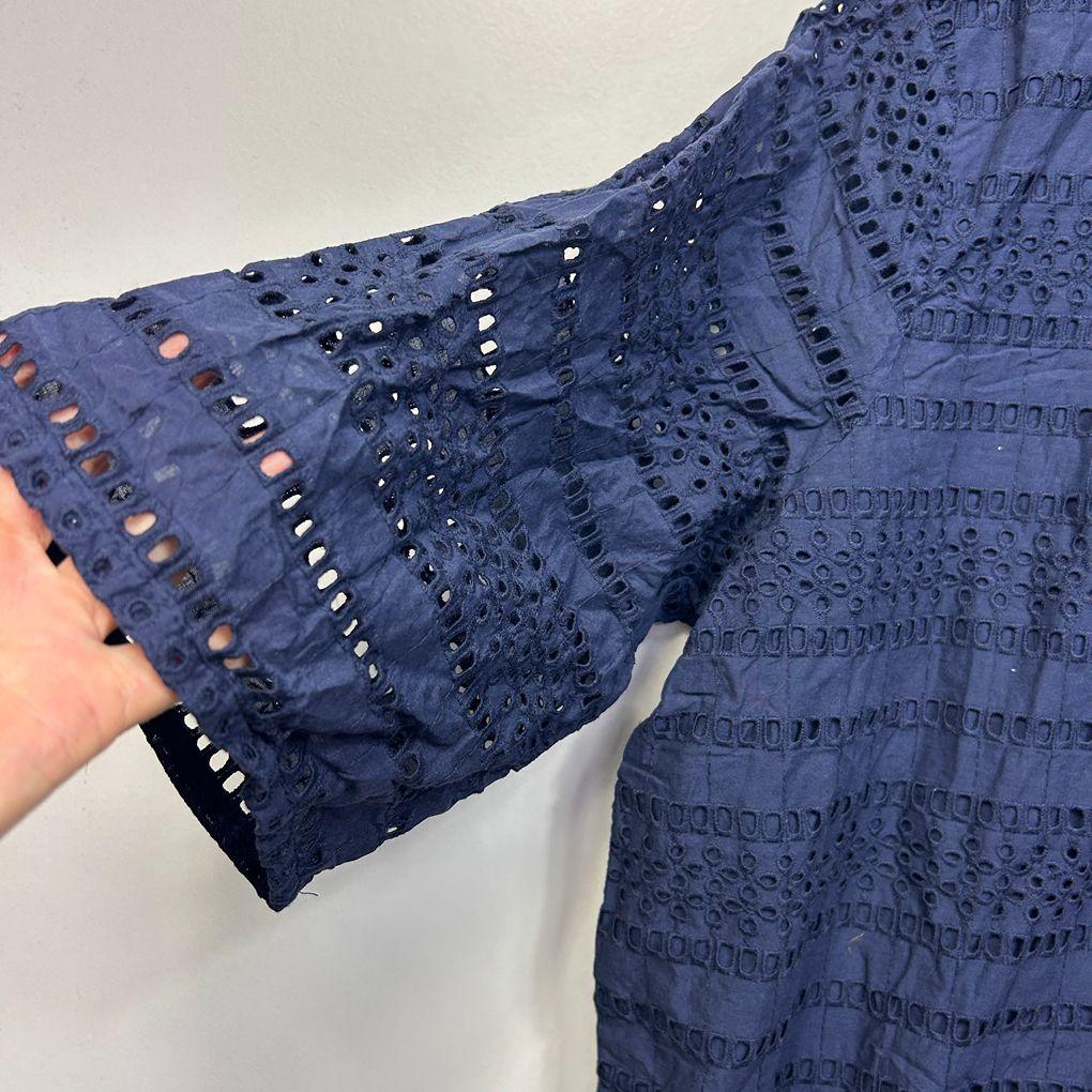 Edited Navy Broderie Cotton Top - Size 24