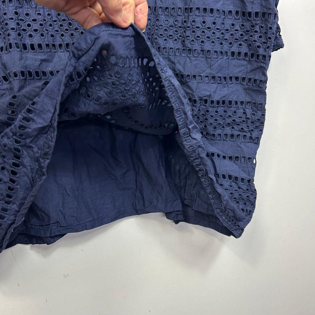 Edited Navy Broderie Cotton Top - Size 24