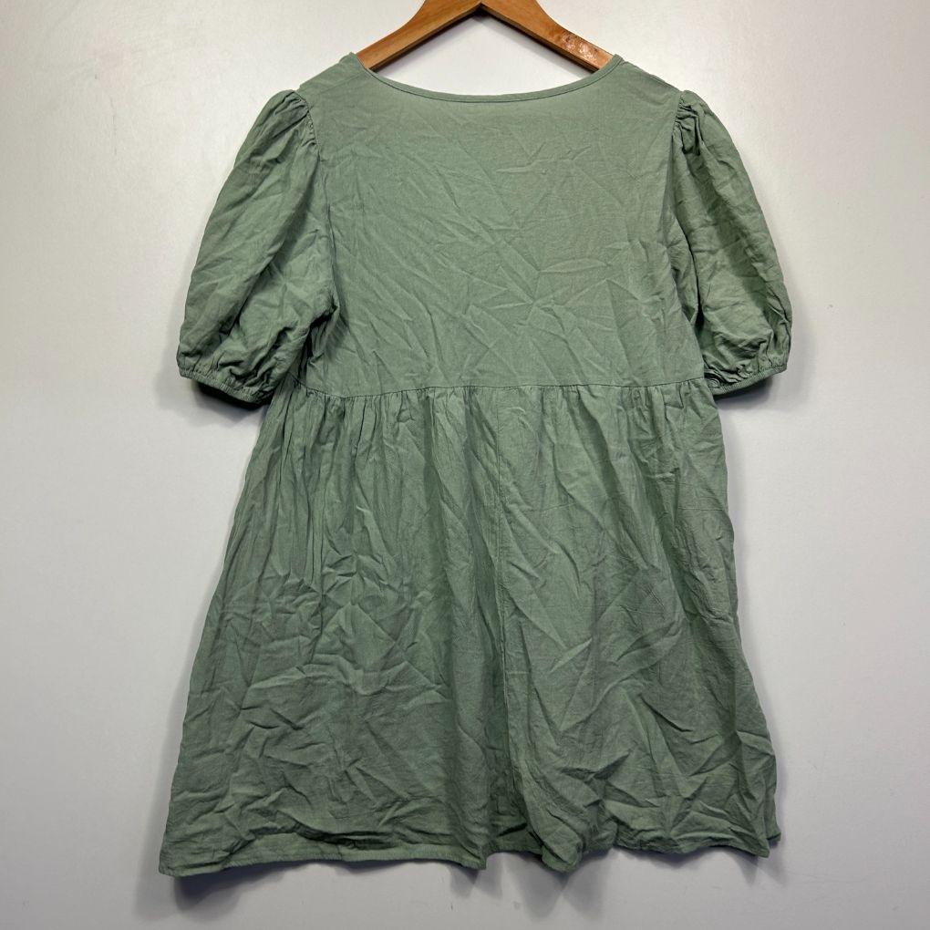 Shein Sage Green Puff Sleeve Dress - Size L
