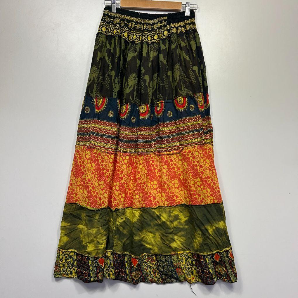Multicolour Viscose Tiered Maxi Skirt - One Size