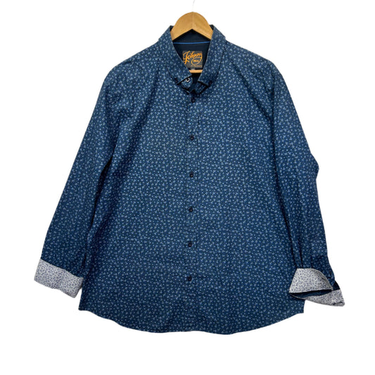 Johnny Bigg Shirt Size 2XL Blue Long Sleeve Floral