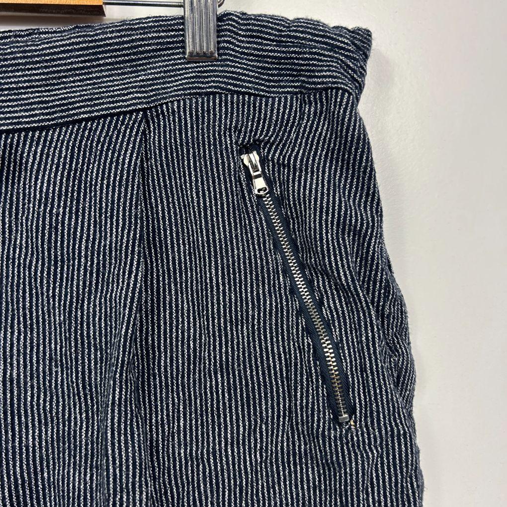 Rockmans Navy Stripe Linen Shorts - Size 18