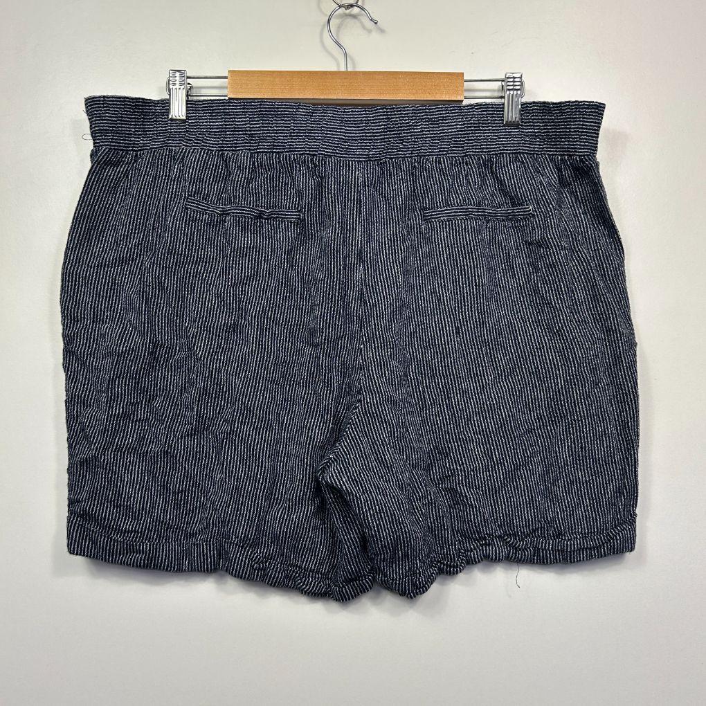 Rockmans Navy Stripe Linen Shorts - Size 18