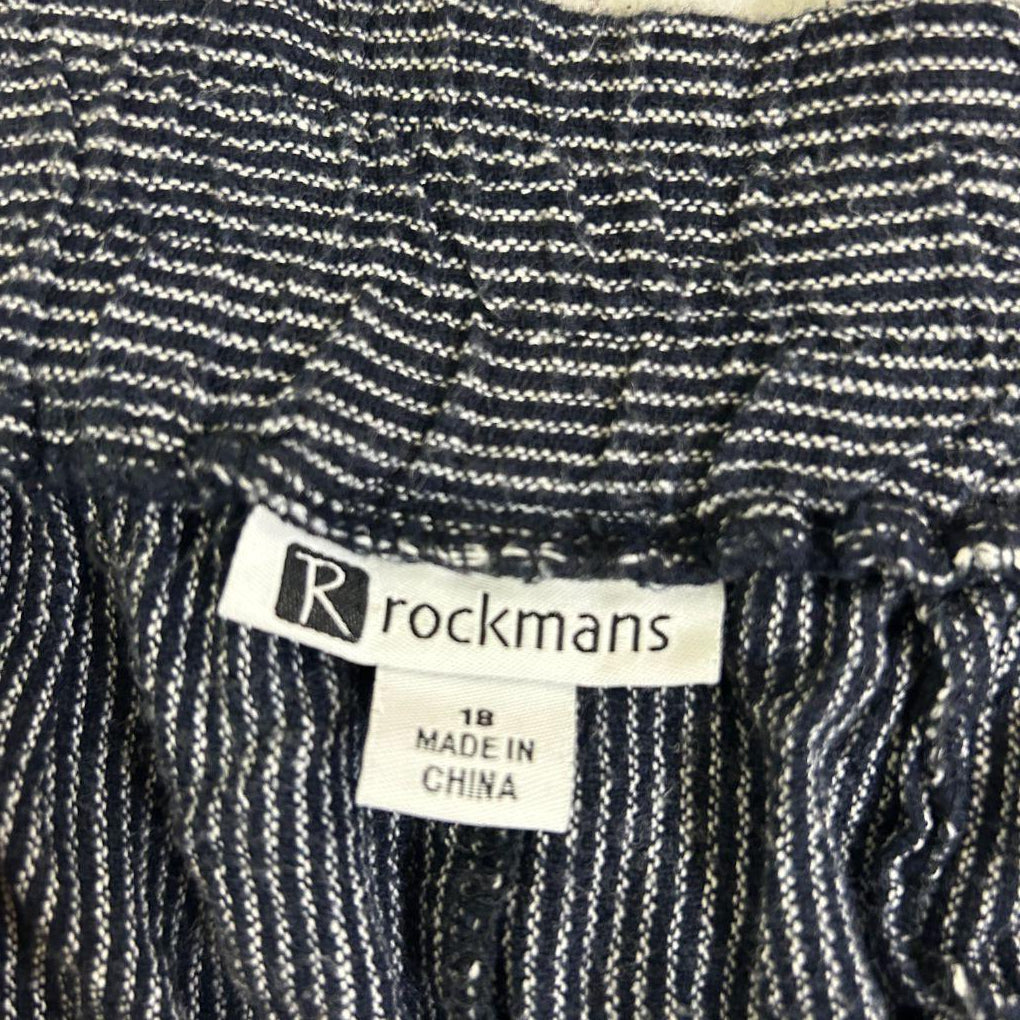 Rockmans Navy Stripe Linen Shorts - Size 18