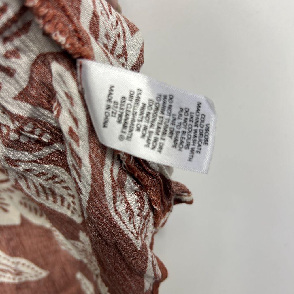 Woman Brown Floral Viscose Top - Size 14