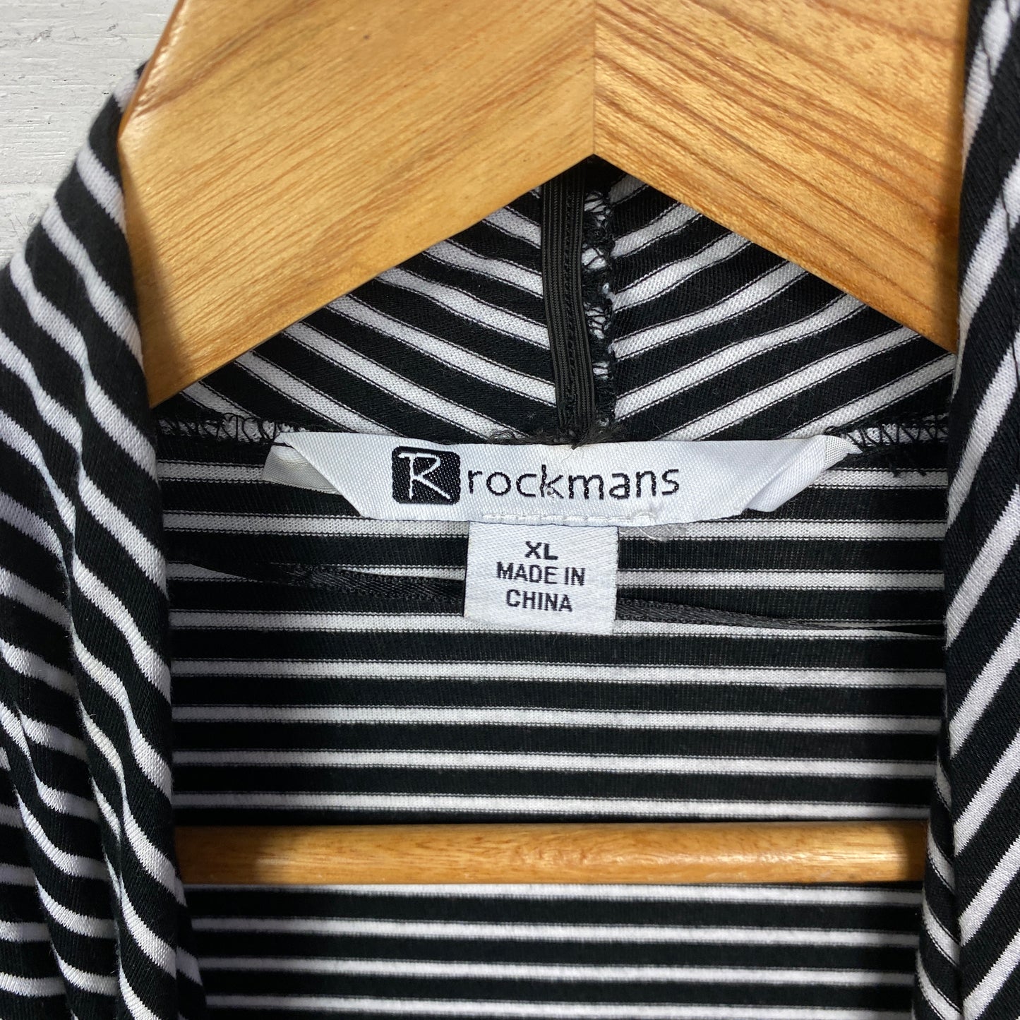 Rockmans Top Size XL Striped Long Sleeve Waterfall Open Front Viscose