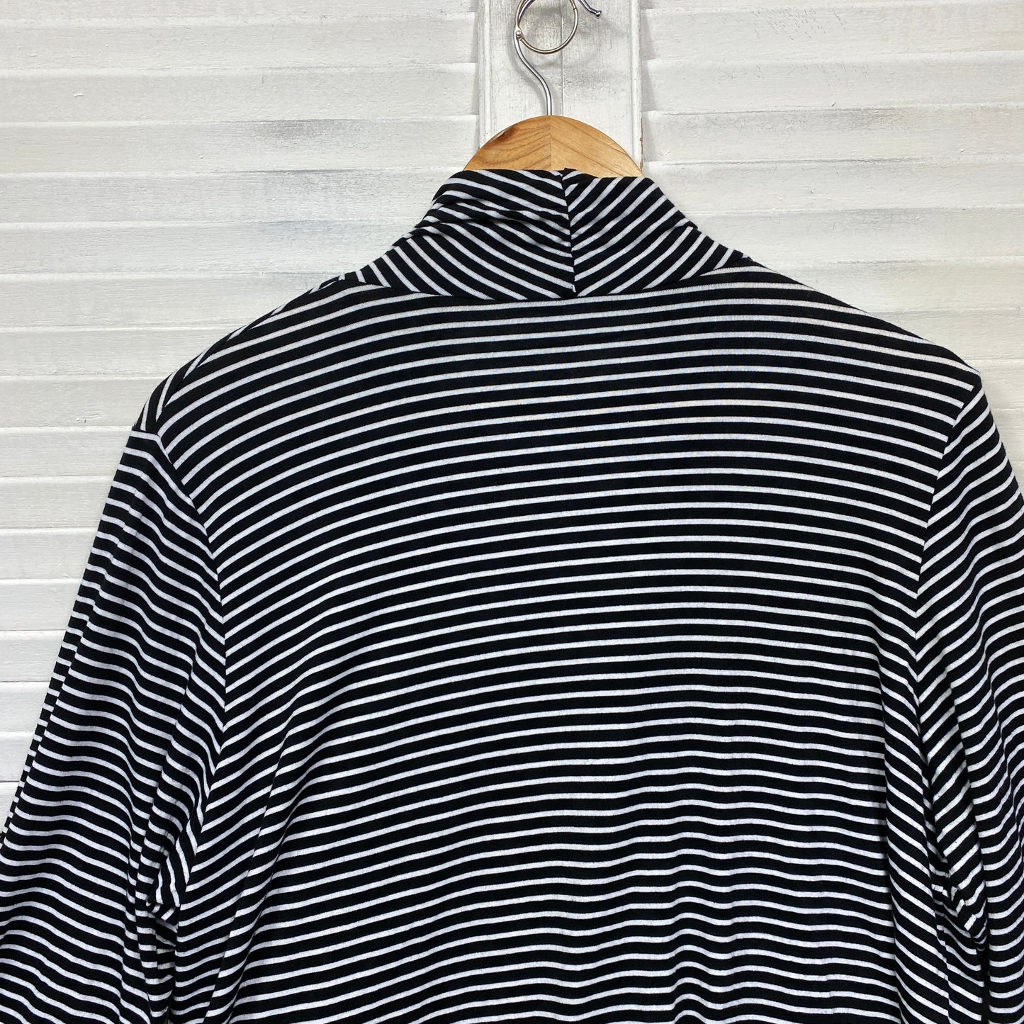 Rockmans Top Size XL Striped Long Sleeve Waterfall Open Front Viscose