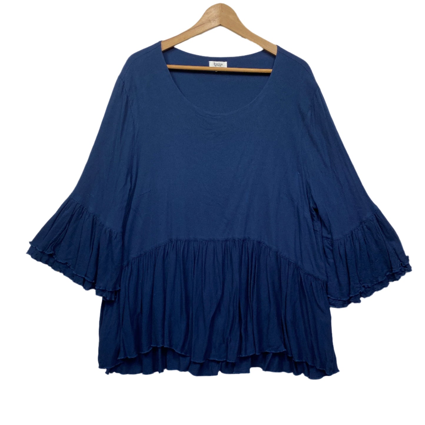 Threadz Top Size XXXL Blue Long Sleeve Viscose