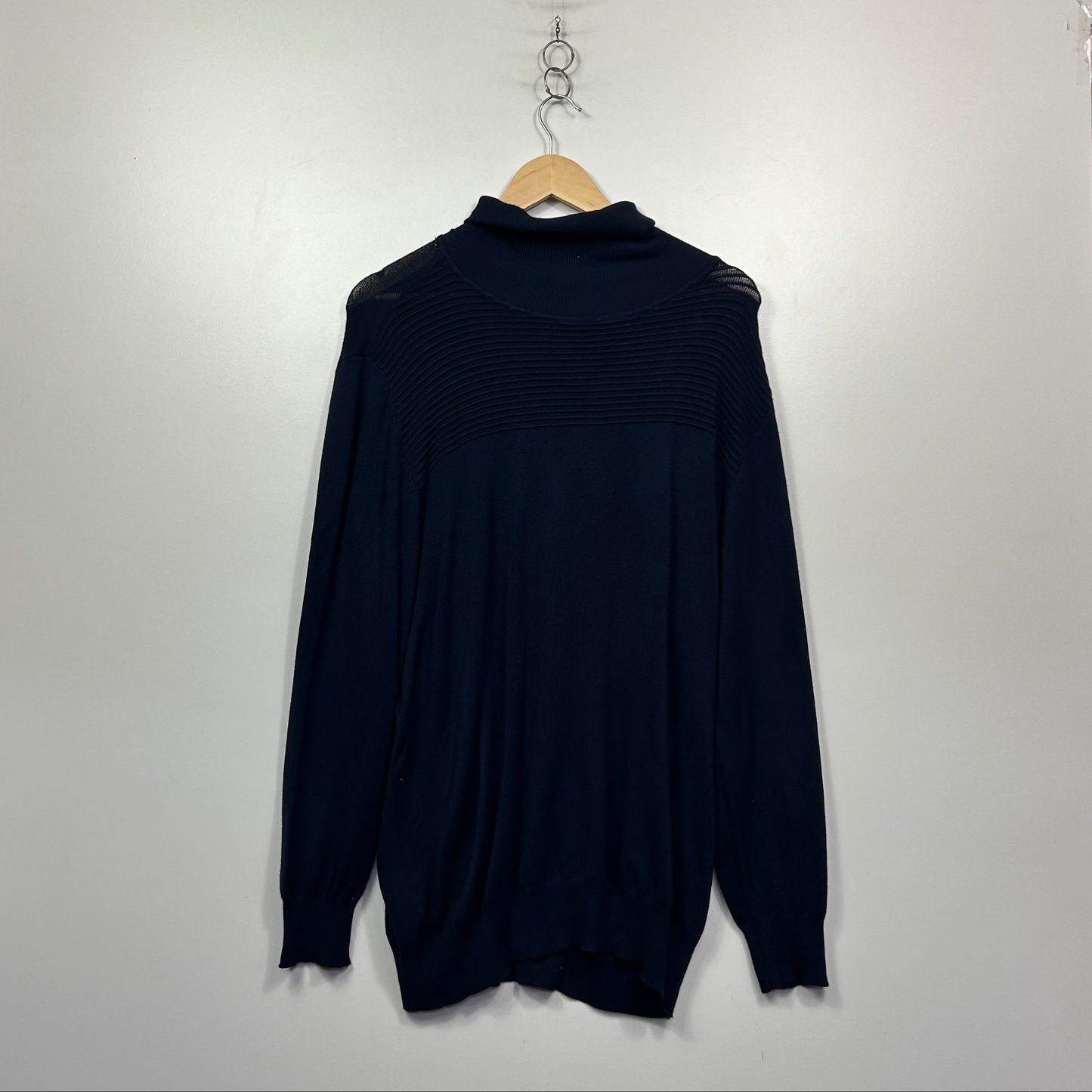 Millers Navy Blue Ribbed Turtleneck Jumper - Size XXL