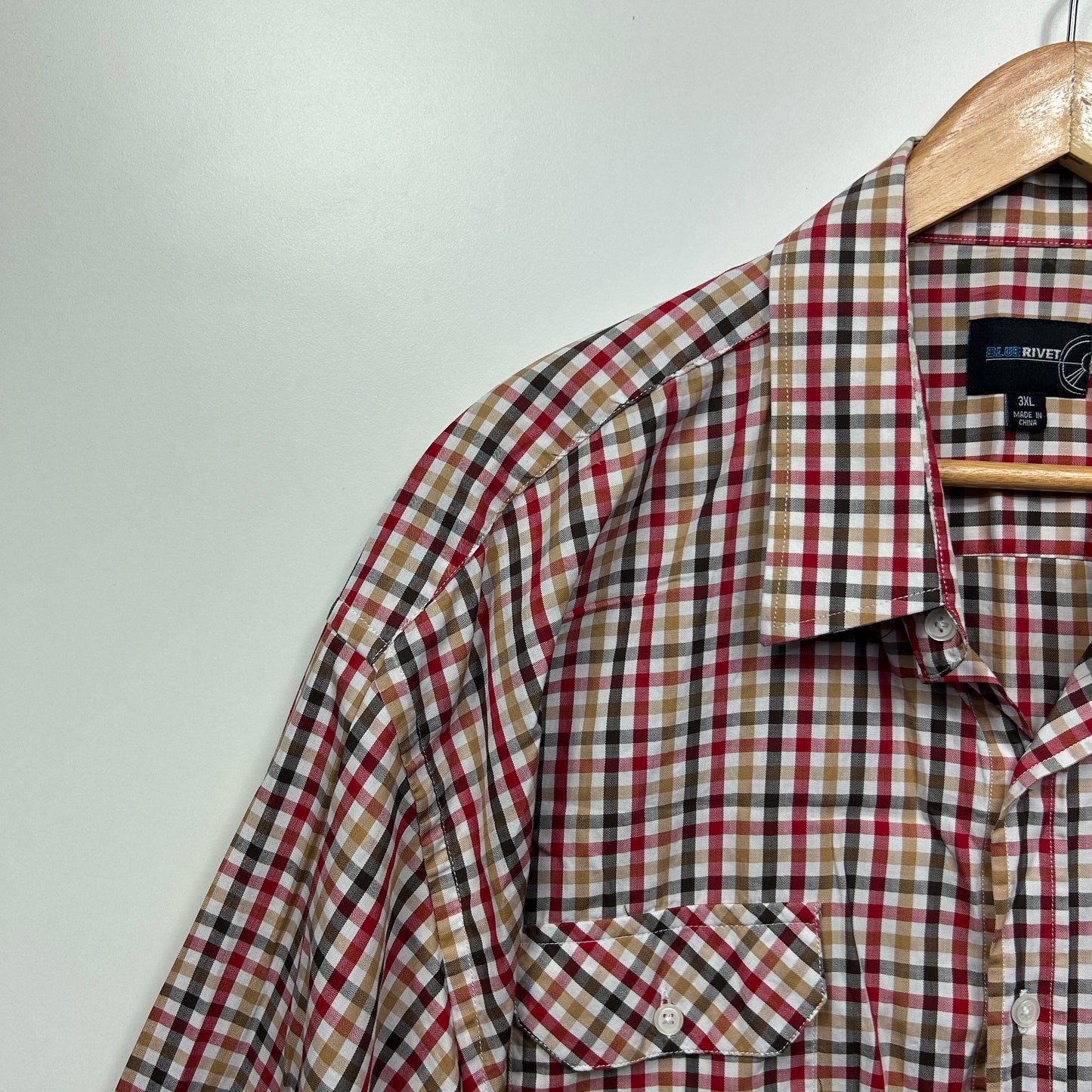 Blue Rivet Mens Shirt Size 3XL Long Sleeve Check