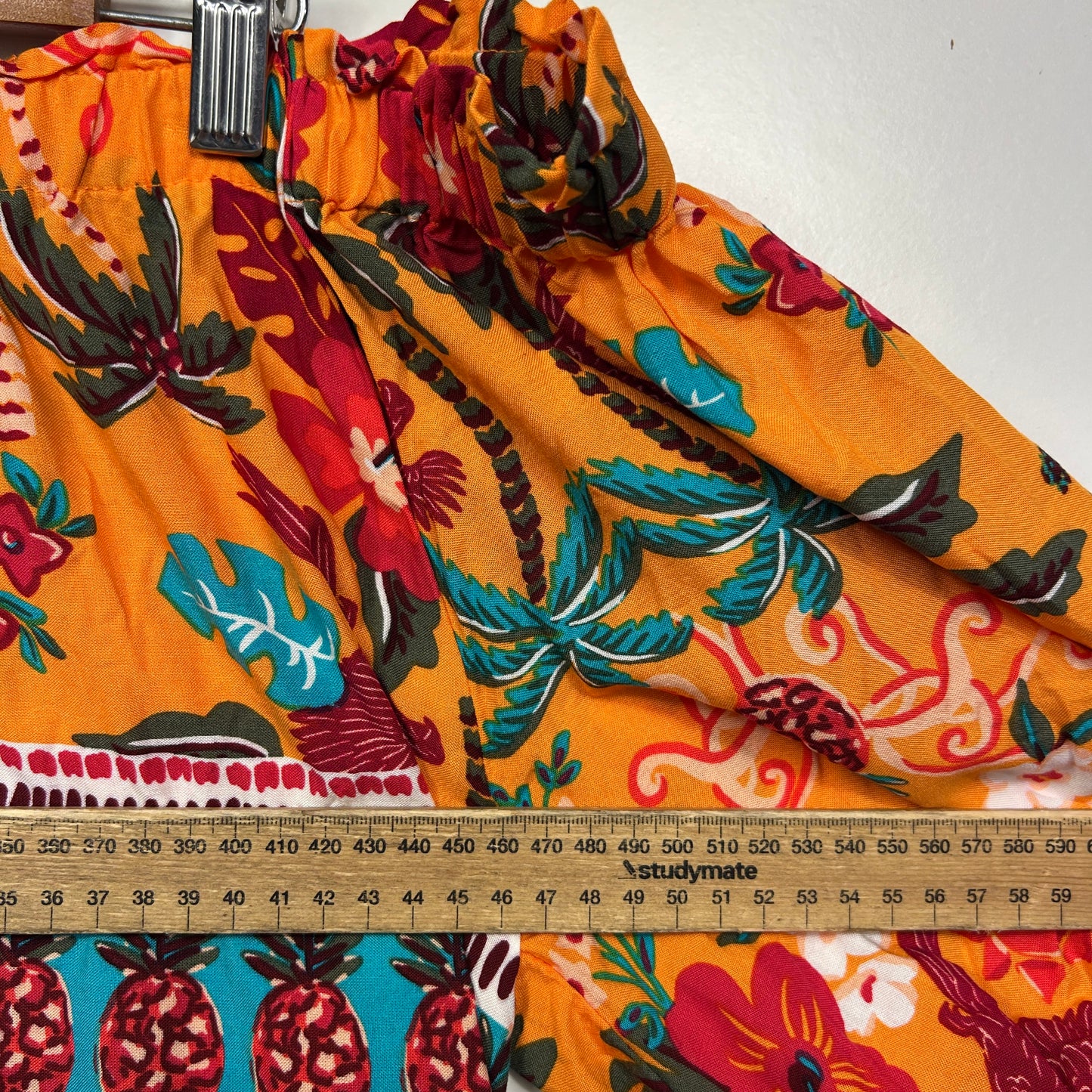 Rockmans Orange Floral Print Off The Shoulder Top - Size 14