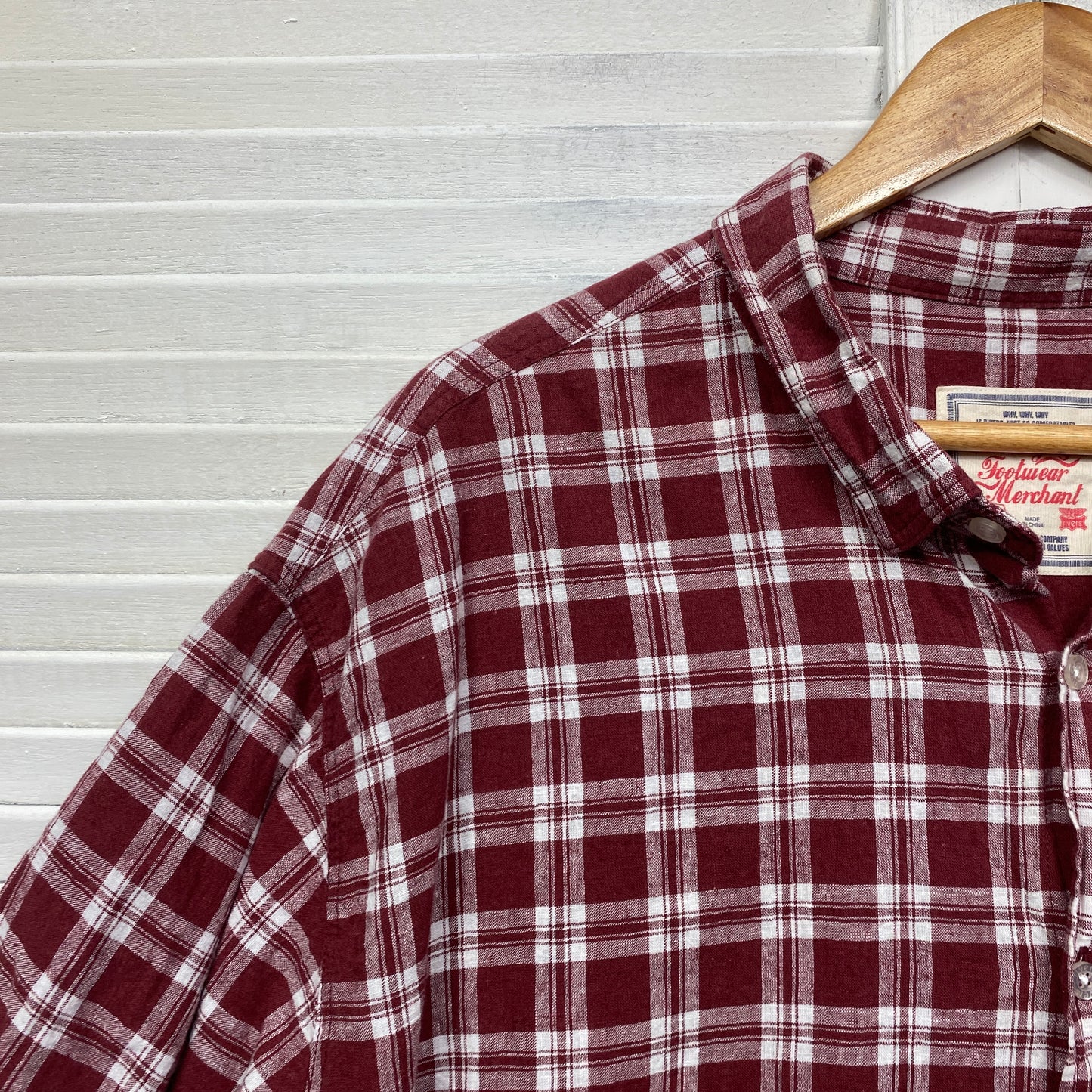 Rivers Men Size 4XL Maroon Check Short Sleeve Button Up