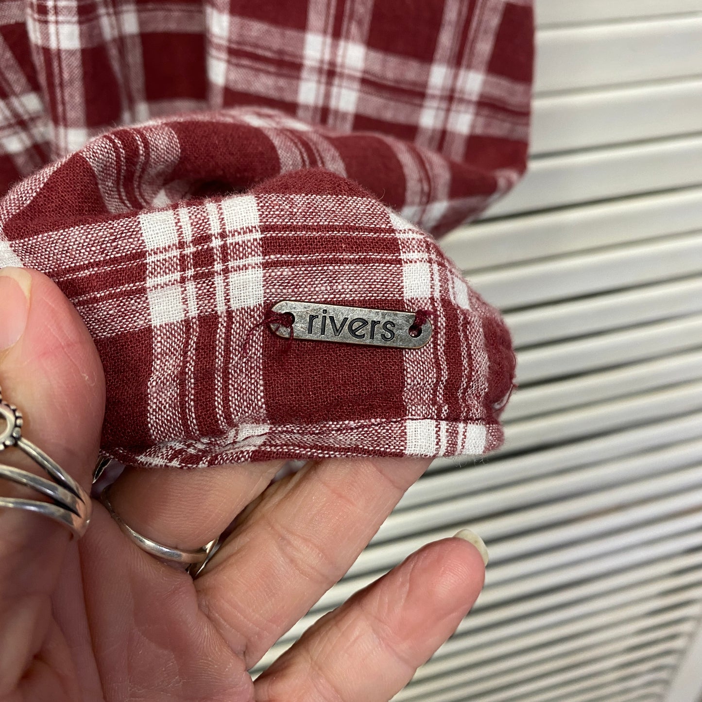 Rivers Men Size 4XL Maroon Check Short Sleeve Button Up