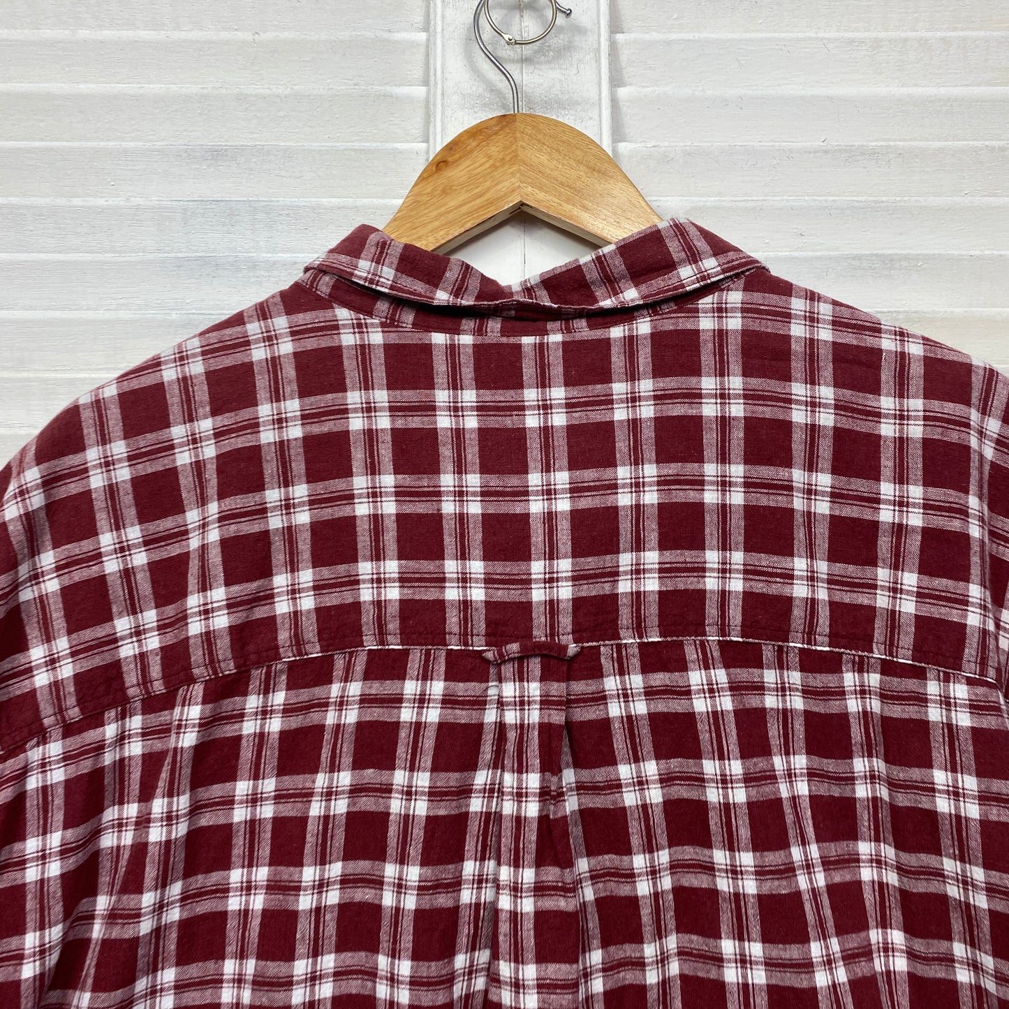 Rivers Men Size 4XL Maroon Check Short Sleeve Button Up