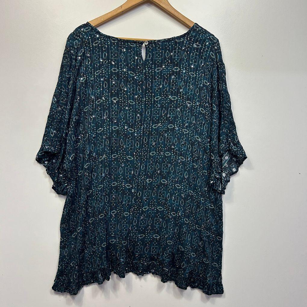 Virtuelle Teal Sequin Top - Size 24