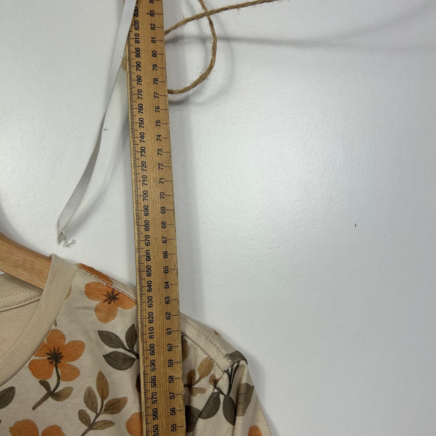 Shein Beige Floral Print T-Shirt - Size L