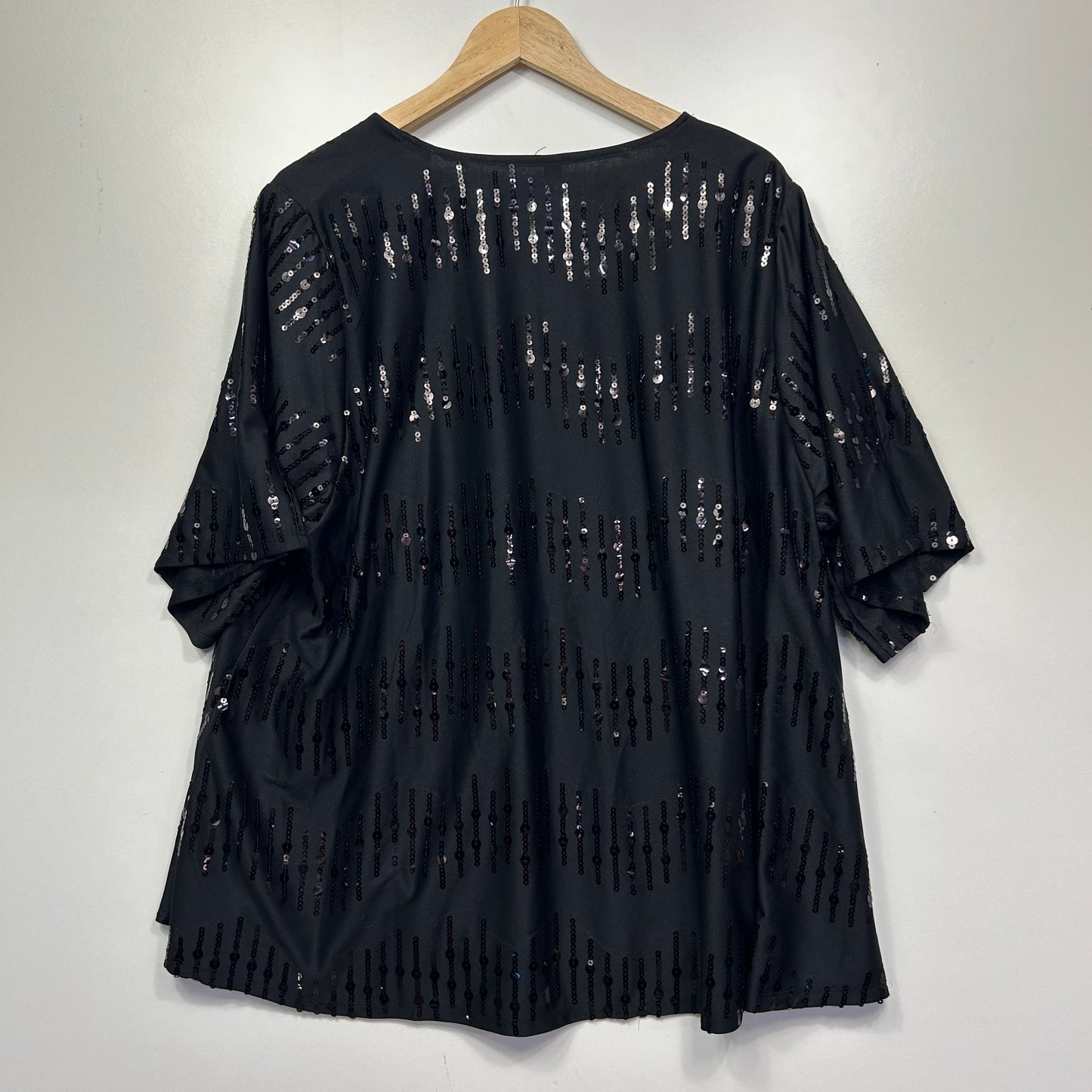 Taking Shape Black Sequin Embellished Top - Size 22/XL