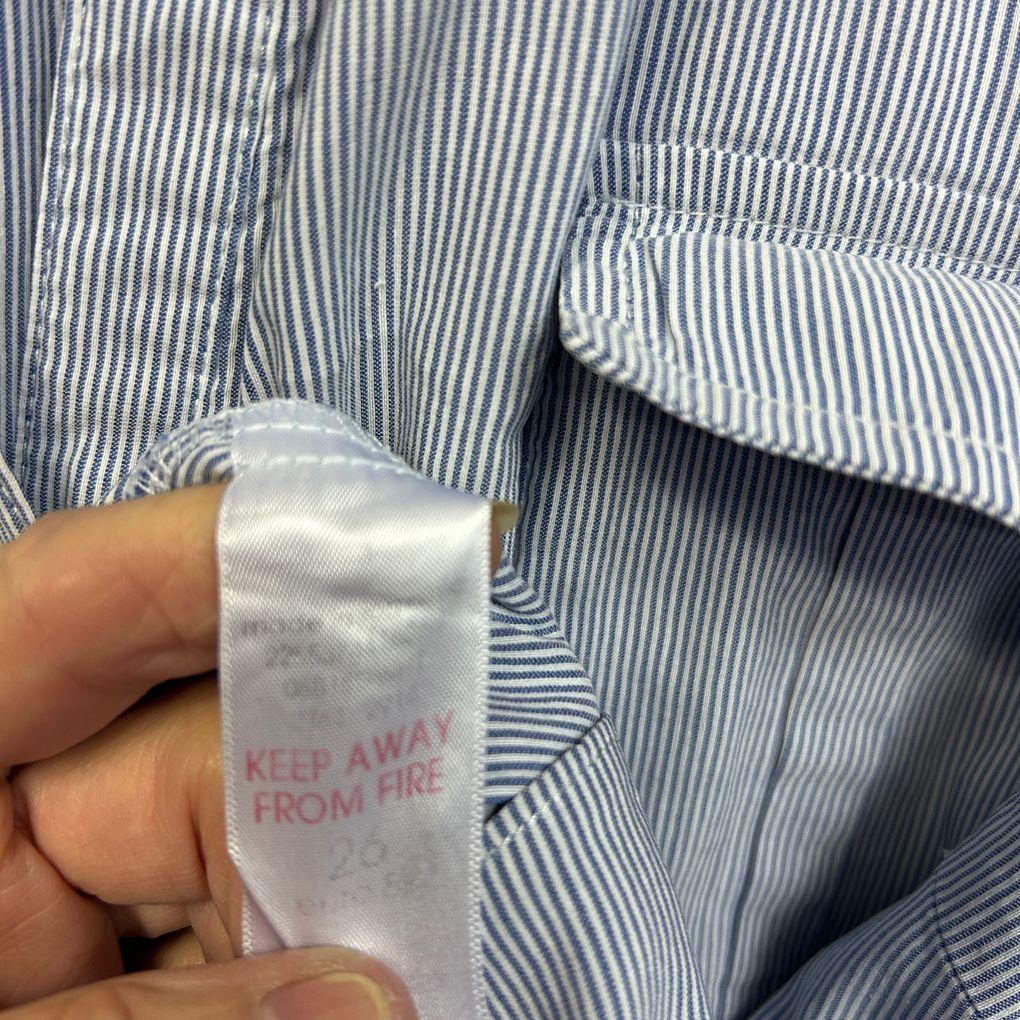 Evans Blue Striped Shirt - Size 26 (fault button missing)