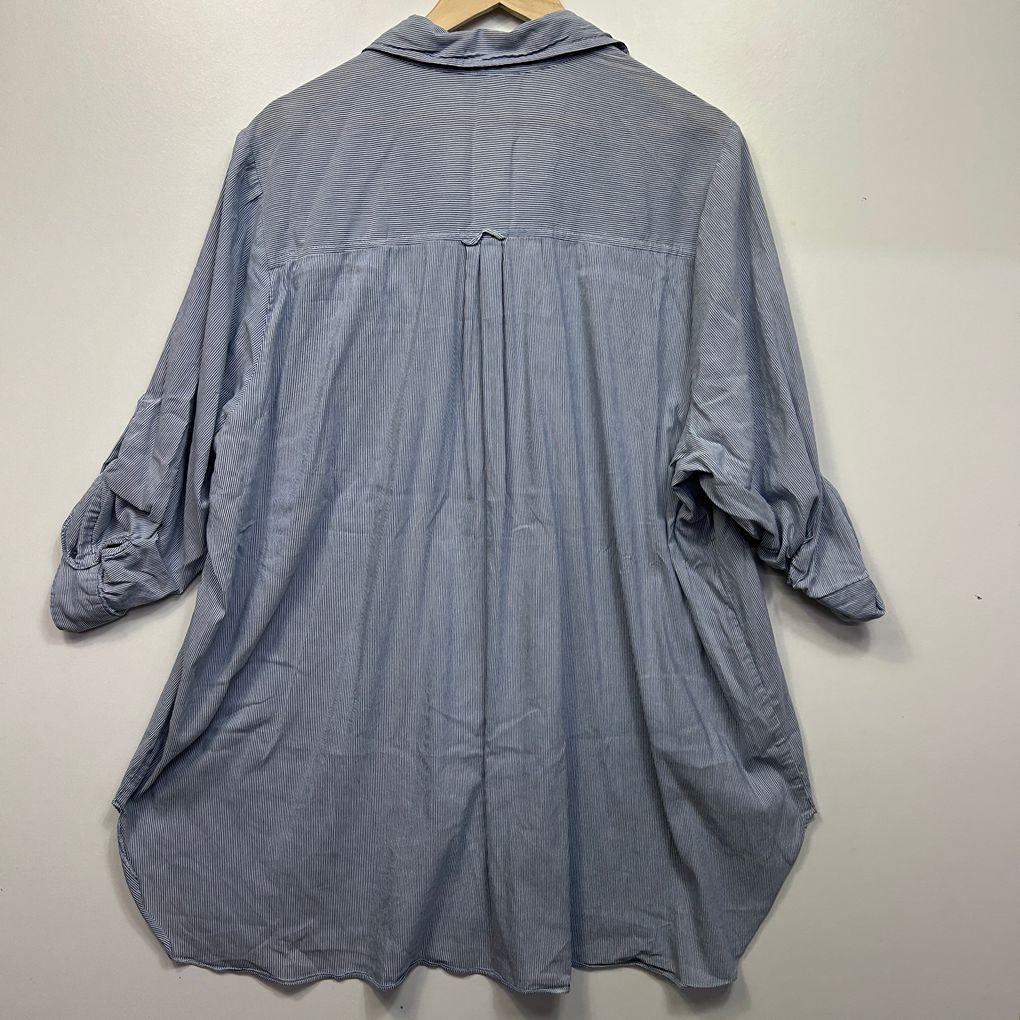 Evans Blue Striped Shirt - Size 26 (fault button missing)