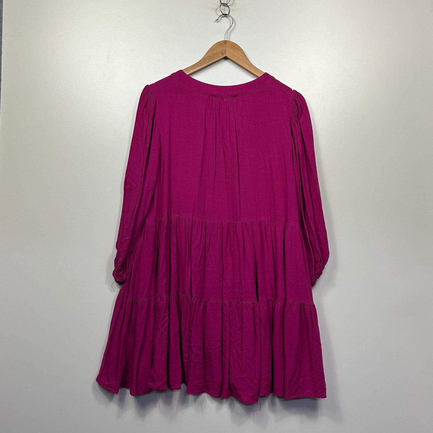 White Closet Magenta Tiered Smock Dress - Size 12