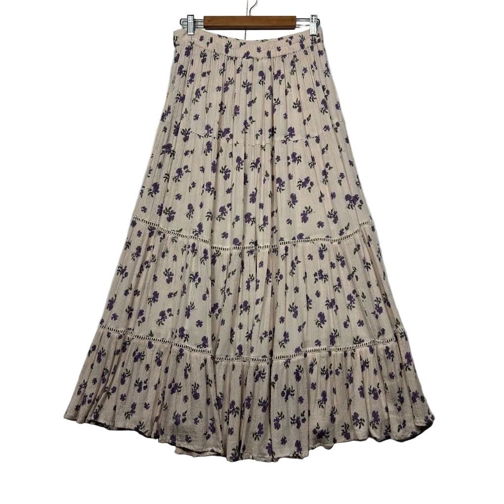 Tree of Life Cream Floral Rayon Skirt - Size L