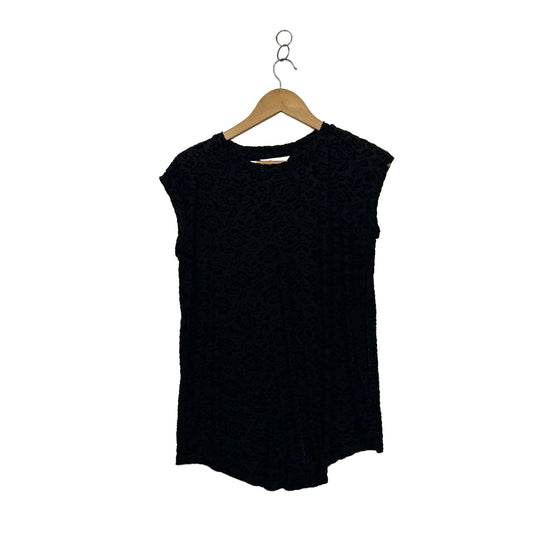 Capture Black Textured Floral Top - Size 12