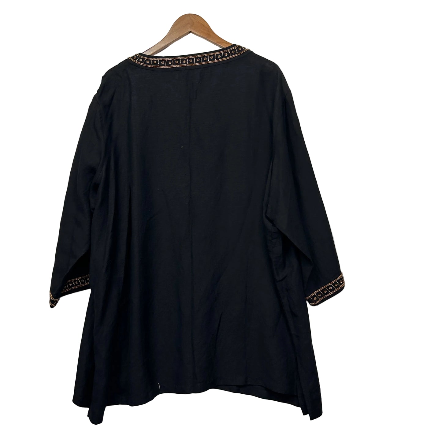 My Size Black Beaded Linen Blend Tunic Top- Size 22/XL