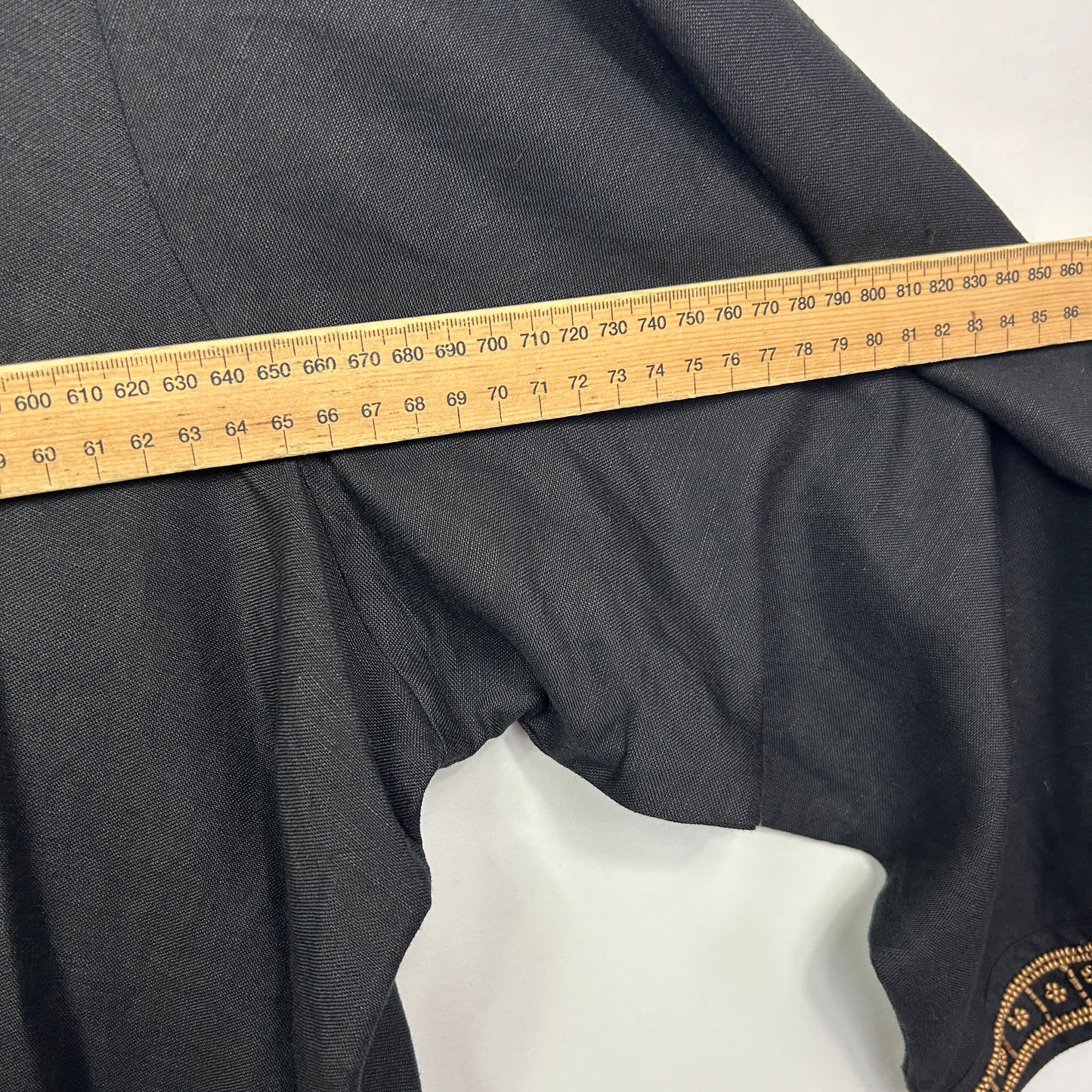 My Size Black Beaded Linen Blend Tunic Top- Size 22/XL